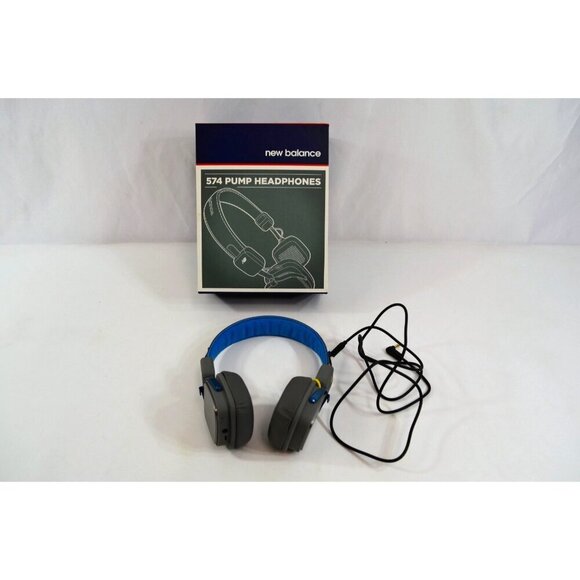 New Balance 574 Pump Headphones Gray On Ear Wireless w/ Earpiece Controls & Box - Picture 1 of 11